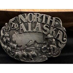 Vintage 1984 North‎ to Alaska Siskiyou Belt Buckle Silver Tone